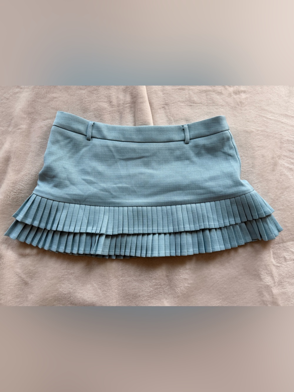 Pleated Mini Skirt size M - Light Blue